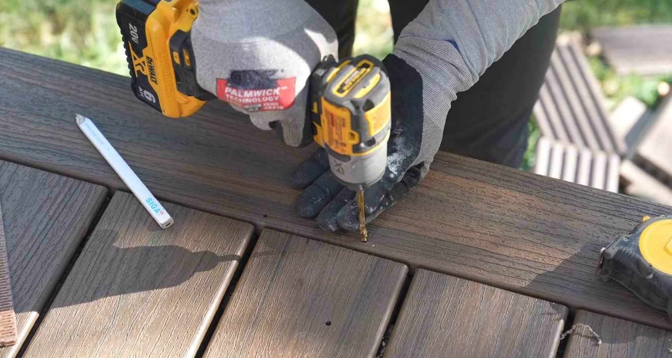 Professional deck installation crew working in Eau Claire